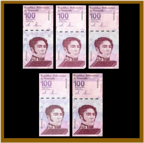 Bolivares Digitales Collection - Set of 5 Uncirculated 100 Million Notes from Venezuela 2021