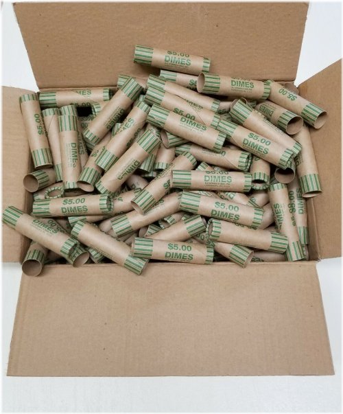 Dime Coin Roll Pack - 160 Preformed Wrappers for $5 Storage