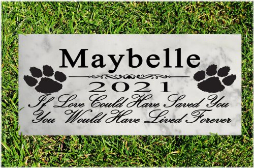 Forever Remembered" Marble Pet Memorial Stone with Customized Inscription