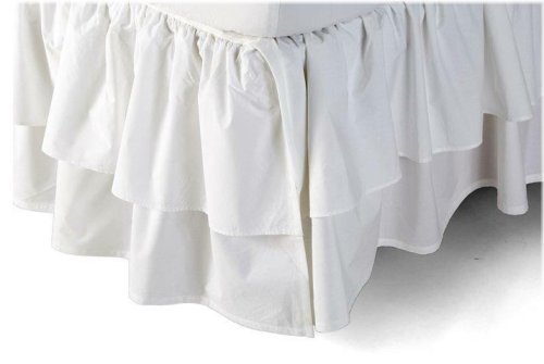 Double Ruffle White Bedskirt by Rachel Ashwell Couture