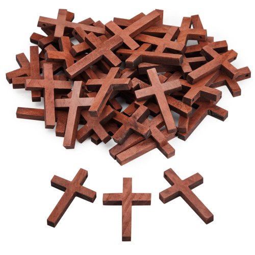 Mini Wooden Cross Charms - Bulk Pack of 50