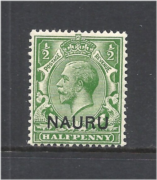 Nauru Green Overprint Stamp - 1916 1/2p Fine MH