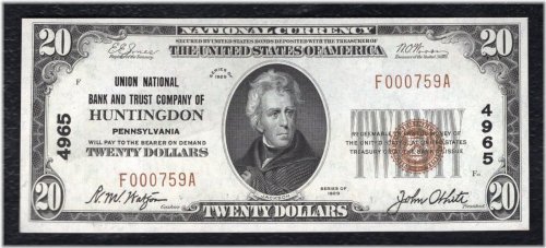 Huntingdon Union National Currency Gem Uncirculated