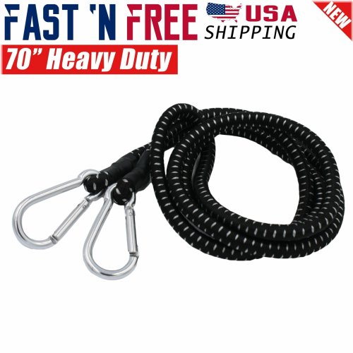 Black Carabiner Heavy-Duty Bungee Cord - 70 inches