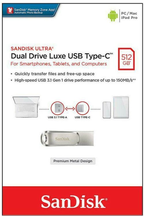 512GB Luxe Dual USB Flash Drive