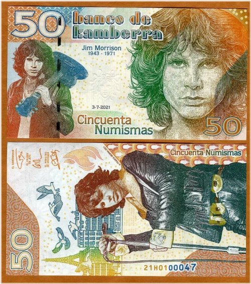 Kamberra Numismatic Tribute - Jim Morrison Commemorative Note 2021