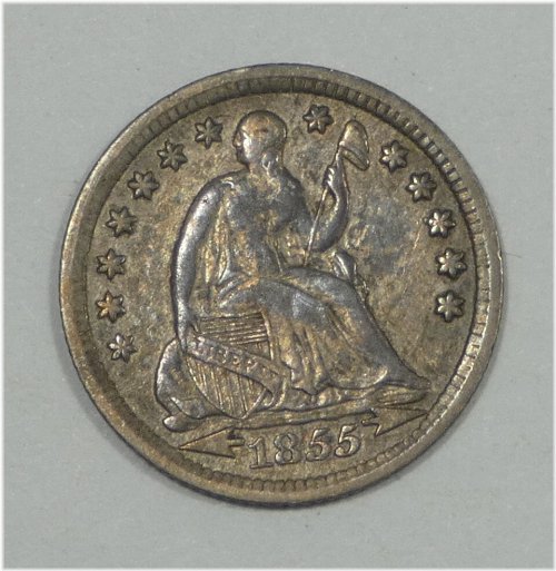 1855 Liberty Seated Silver Half Dime with Arrows at Date in Very Fine Condition