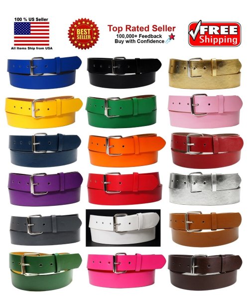 Multi-Color Bonded Leather Belt with Removable Buckle