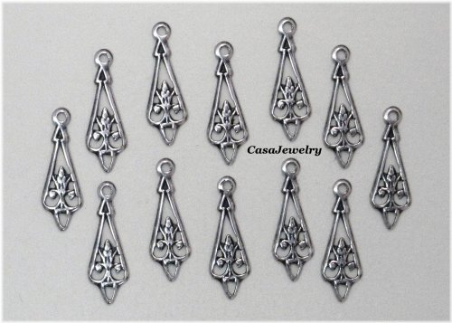 Antiqued Filigree Teardrop with Hang Ring - Set of 12