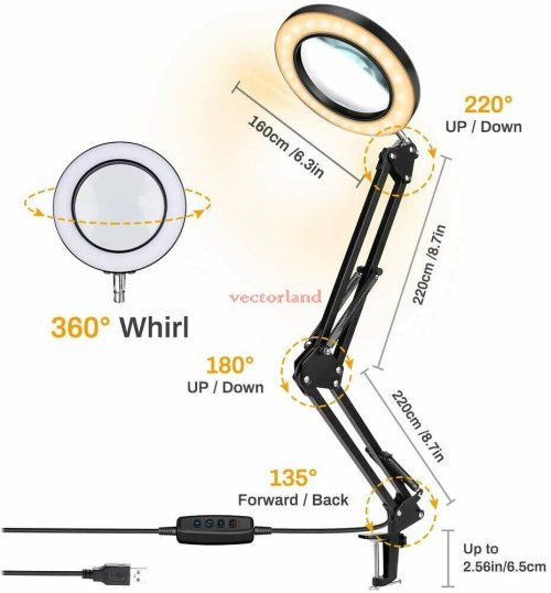 Illuminate-Mag 5X LED Magnifier with Clamp