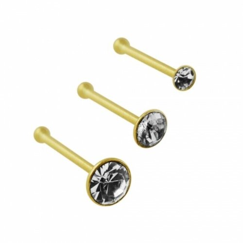 Golden Crystal Nose Stud Pin