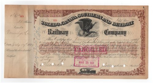 Vanderbilt Railway Stock Certificate