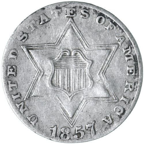 Pioneer 3c Silver Coin - 1857 (P) XF R612