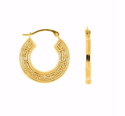 Golden Greek Key Hoops