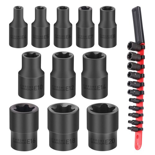 E-Torx Star Socket Set with Rail and Driver