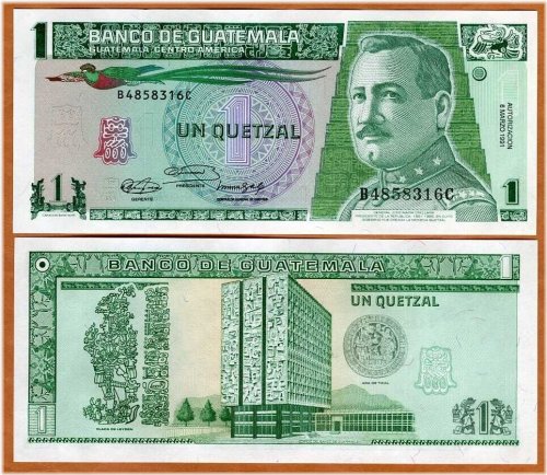 Quetzal Paper Currency from Guatemala, 1991