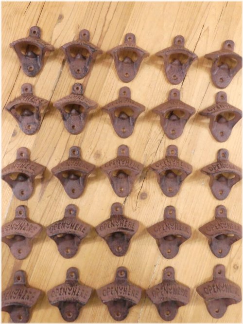 Rustic Cast Iron Wall Mounted Beer Bottle Opener Set