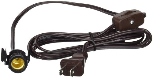 Brown Cord with Switch and Socket for Lamp and Lighting Fixtures