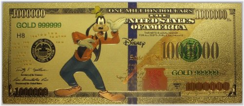 Disney's Gold-Plated Goofy $1000000 Novelty Note (LH288)