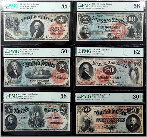 1869 Rainbow Collection: United States Large Size Notes