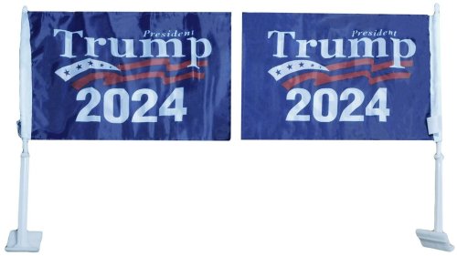 Blue Double-Sided President Trump 2024 Car Flag