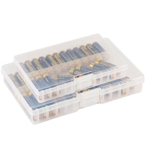 Clear Battery Storage Solution - Holds 96 AA/AAA Batteries (2-Pack)