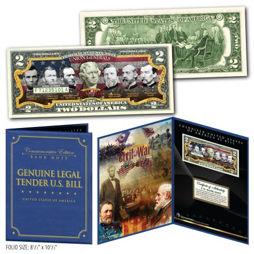 Union Generals Commemorative US $2 Bill Display