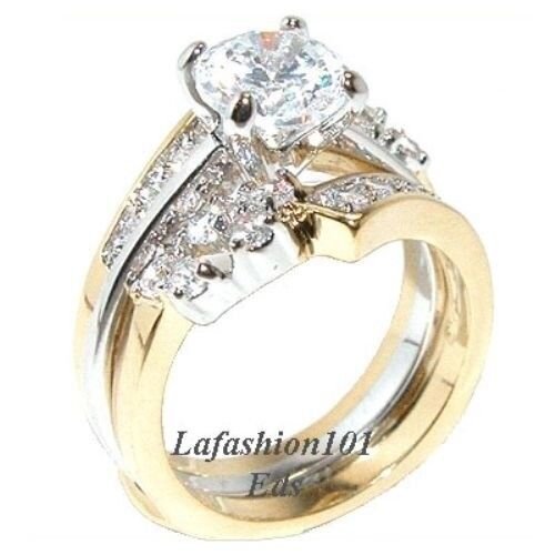 Two-Tone CZ Ring Set