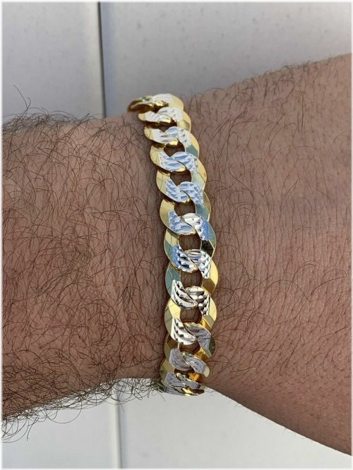 Two-Tone Diamond-Cut Cuban Link Bracelet
