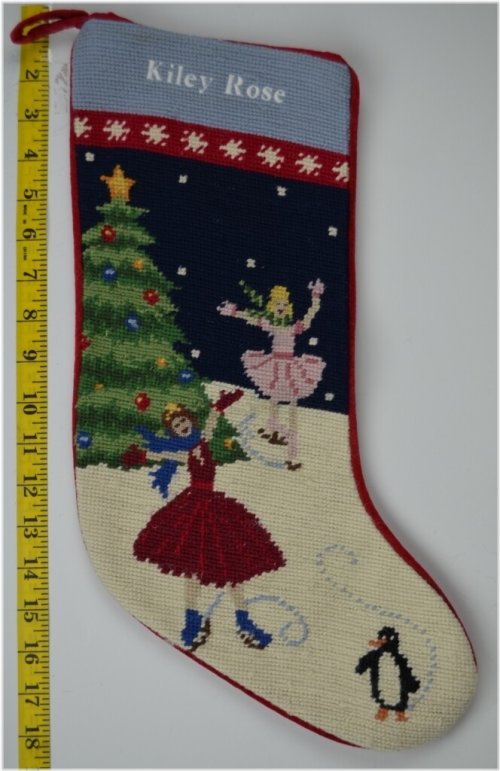 Frosty Skaters Needlepoint Stocking