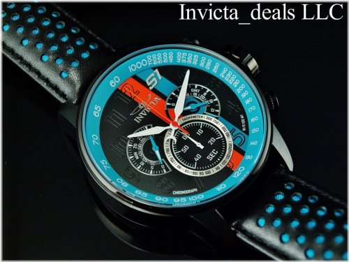 Rally Turbo Blue & Black Leather Watch