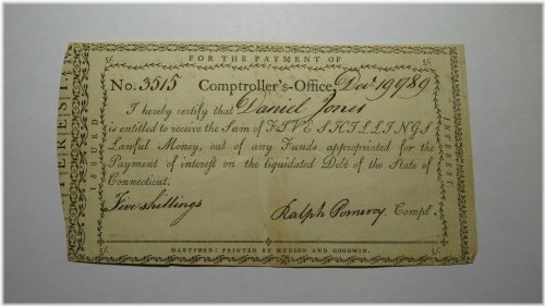 Colonial Treasury Note - Pomeroy Signed