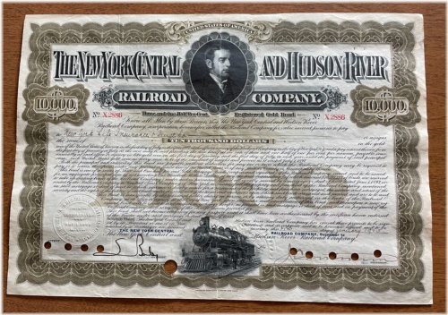 New York Central & Hudson River Railroad Company Bond Stock Certificate