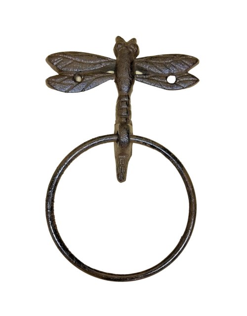 Dragonfly Towel Ring in Rustic Brown