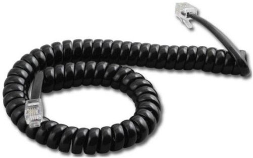 Black Phone Handset Receiver Curly Coil Cords - 100 Pack