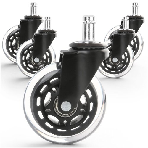 SwivelMaxx Rubber Casters - Heavy Duty Set of 5 for Office Chairs and Material Handling