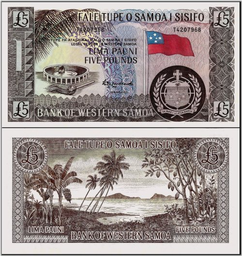 Samoan 5 Pounds 1963 2nd Issue 2020 P15rp UNC