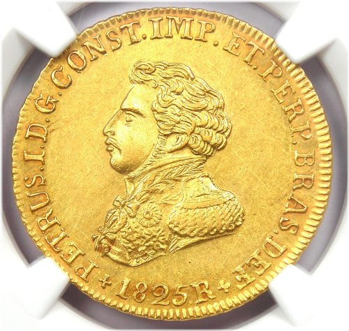 1825 Pedro I Gold 4000 Reis Coin - NGC AU58 Certified