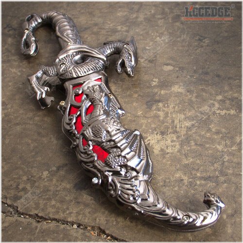 Dragon's Claw Fantasy Dagger - Handcrafted Fixed Blade Knife with Inlay Design and Sheath