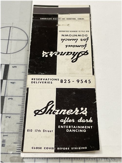 Shaner's Dancing Denver Matchbook Cover