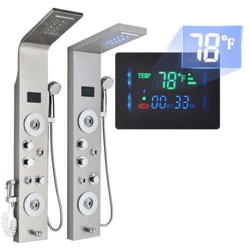 Opulent Oasis Stainless Steel Shower Panel Tower