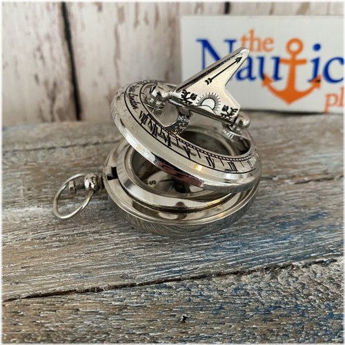 Silver Pocket Sundial Compass