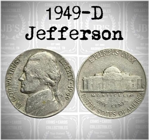 1949 D Jefferson Nickel Average Circulated VG-Fine