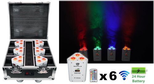 Wireless Wedge Lighting Kit with Remote and Case - Set of 6 White Lights