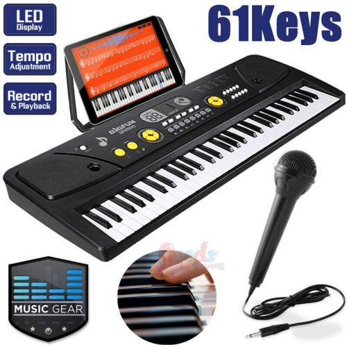 Light Up Digital Piano with Microphone and 61 Keys