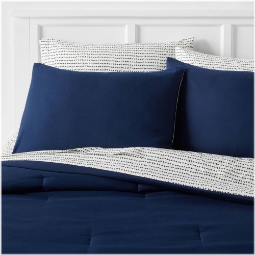 Navy/Gray Microfiber Bedding Set