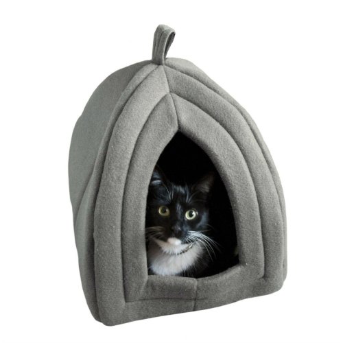 Cozy Retreat for Your Feline Companion: Gray Igloo Cat Cave with Removable Cushion