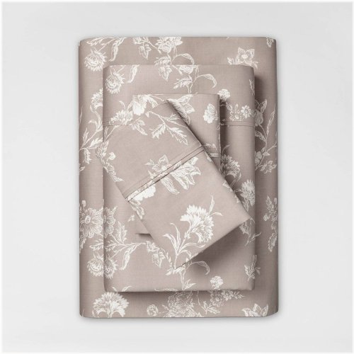 Natural Elegance Printed Sheet Set - Khaki