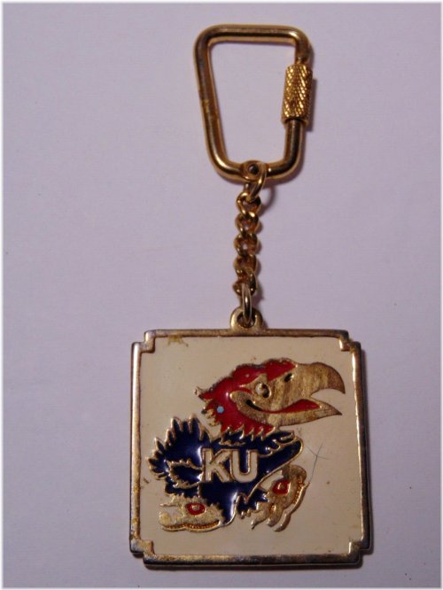 Jayhawks Basketball Keychain - 1970s Vintage KU Big 8 Era