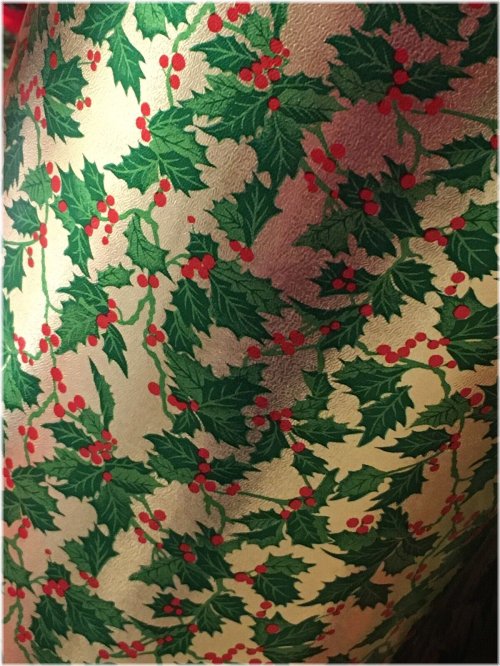 Festive Holly Gold Foil Wrapping Paper